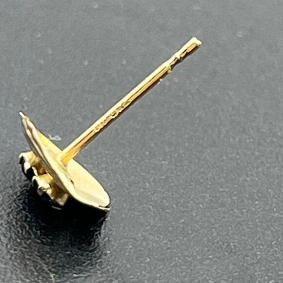 Vintage 10K Gold Blue Topaz Ridged Genuine Gemstone 40g Small Stud Earrings - Picture 12 of 14